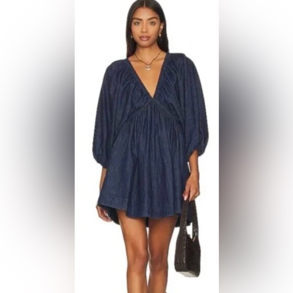 #831 Free People Portia Denim Dress Medium - Picture 4 of 7